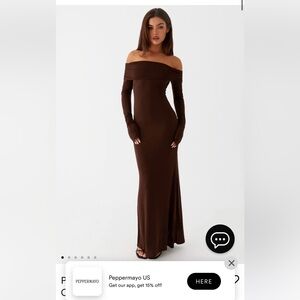 Peppermayo Cocoa Long Sleeve Maxi Dress